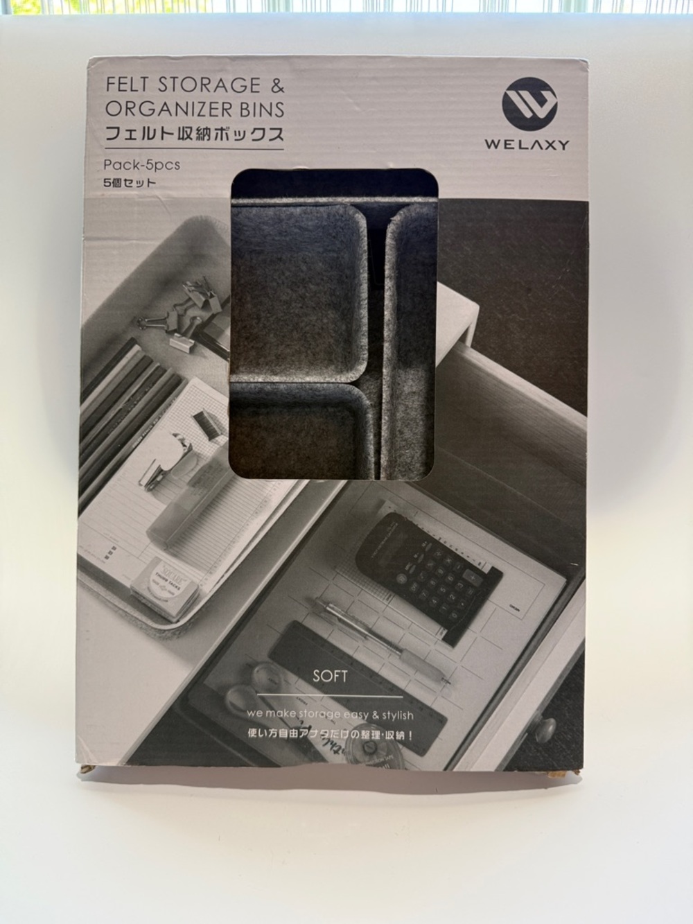 WELAXY Felt Storage & Organizer Bins - Dark Gray (5pc Pack)